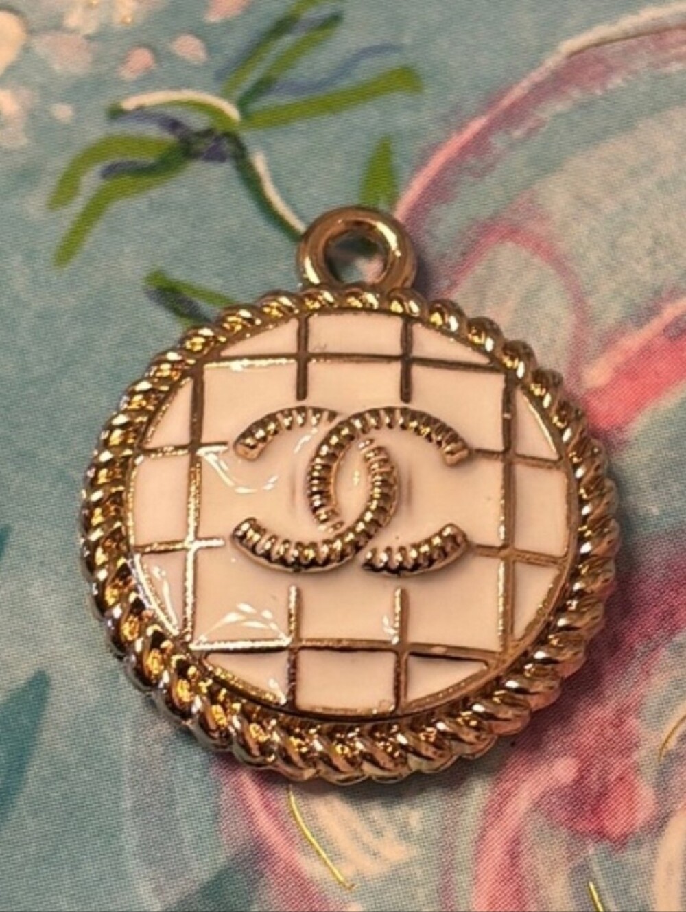 CHANEL Pale Pink and Gold CC Charm